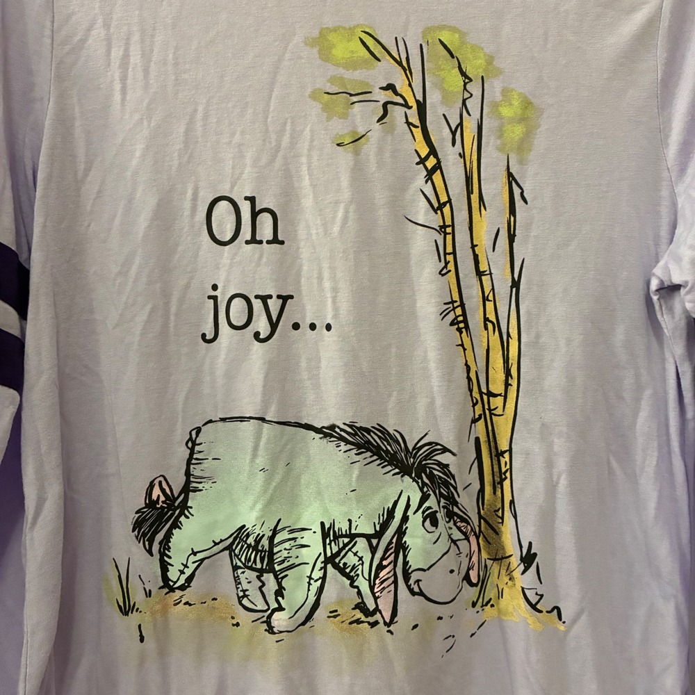 Disney Asia Eeyore Oh Joy Lavender Purple Long Sleeve T-Shirt Women Size L Soft